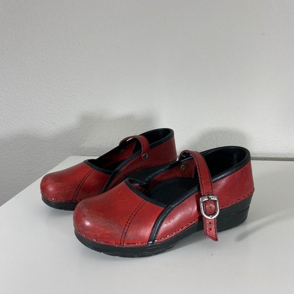 Dansko Shoes - Dansko Red Leather Mary Jane Clogs Size 36